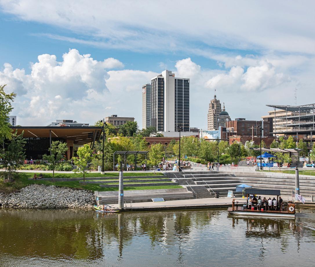 A view of the city of Fort Wayne from Promenade Park.